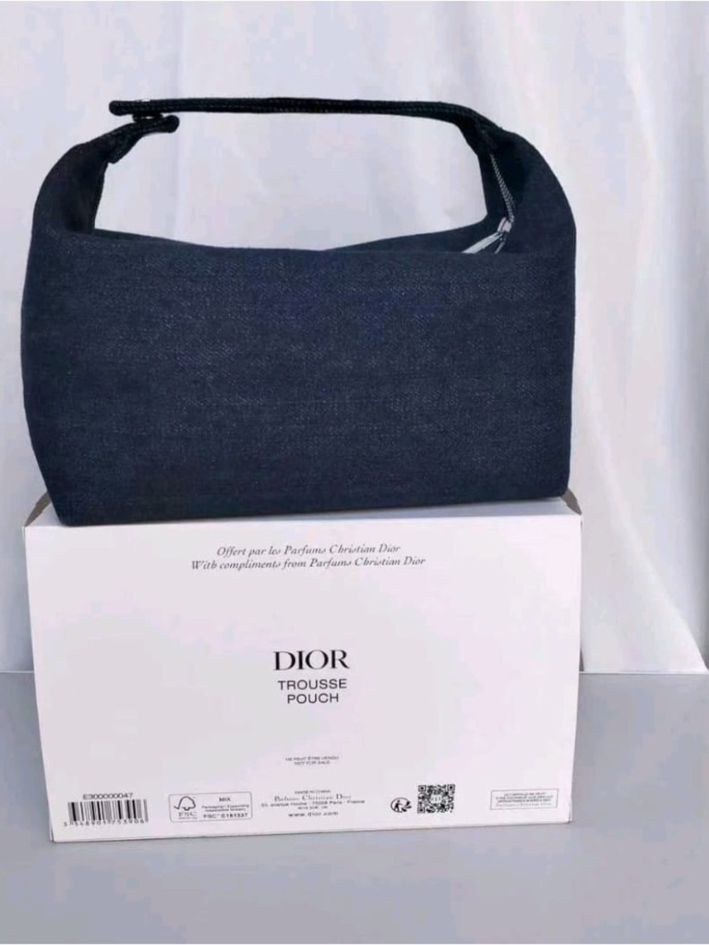 Dior Navy Denim Logo Top-Handle Pouch - Picture 5 of 5